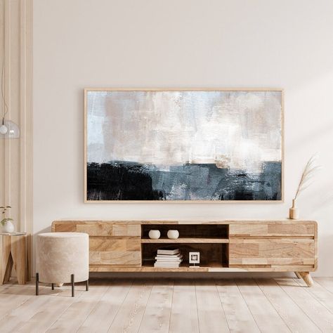 Samsung Frame TV Abstract Neutral Tones Frame TV Artwork - Etsy Philippines Tv Living Room Ideas, Frame Tv Gallery Wall, Picture Frame Tv, Tv Gallery Wall, Frame Tv Artwork, Fireplace Inspiration, Tv Over Fireplace, Tv Wall Decor Ideas, Samsung Art Tv