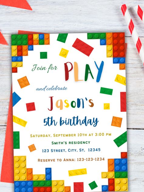 This Blocks Birthday Invitation is a perfect birthday theme for a boy. Enjoy your birthday celebration with this invitation! Legos Birthday, Enjoy Your Birthday, Perfect Birthday, 5th Birthday, Birthday Theme, A Boy, Birthday Celebration, Building Blocks, Birthday Invitations