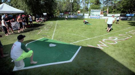 It's a Wiffle Ball field of dreams in Valley City | Grand Forks Herald Diy Baseball Field Backyard, Backyard Wiffle Ball Field, Whiffle Ball, Backyard Sports, Baseball Scoreboard, Backyard Baseball, Valley City, Wiffle Ball, Baseball Diamond