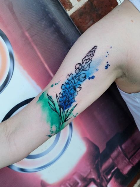 Blue Watercolor Tattoo Background, Bluebonnet Watercolor Tattoo, Watercolor Bluebonnet Tattoo, Bluebonnet Indian Paintbrush Tattoo, Texas Flowers Tattoo, Blue Watercolor Tattoo, Texas Bluebonnet Tattoo, Bluebonnet Tattoos, Bluebonnet Bouquet