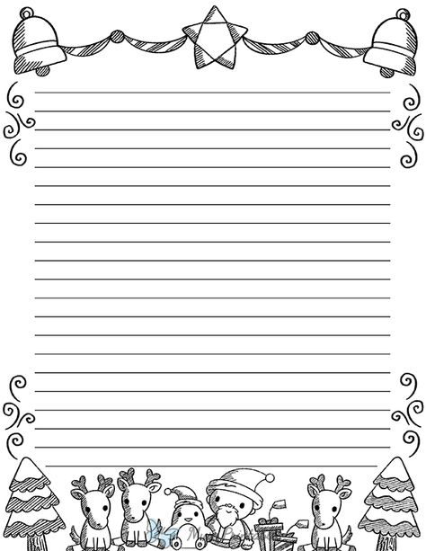 Printable Black And White Christmas Doodle Stationery Christmas Writing Paper Free Printable, Christmas Stationary Printable Free, Stationary Printable Free, Christmas Stationary Printable, Christmas Boarders, Christmas Writing Paper, Christmas Letter Template, Christmas Stationary, Christmas Doodle