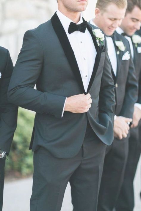 Tux Groomsmen, Sage Green Wedding Colors, Peacock Wedding Cake, Loose Wedding Hair, Groomsmen Grey, Groom Tux, Groom Fashion, Wedding Tux, Groom Bowtie