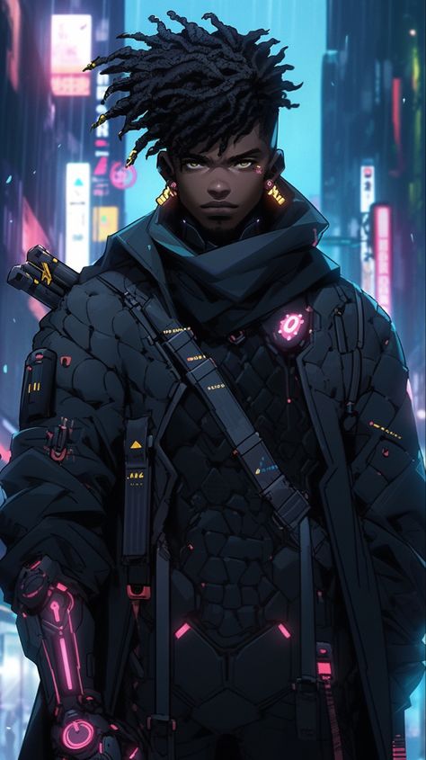 Afrofuturism Cyberpunk, Futuristic Pirate, Afro Character, Afro Tech, African Superhero, Dark Souls Artwork, Black Power Art, Afrofuturism Art, Black Anime Guy