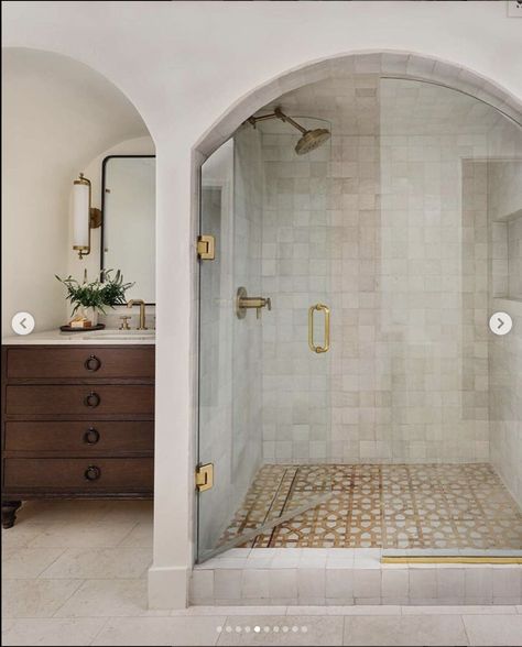 Shower Tile Ideas Walk In Master Modern, Franklin House, Spanish Bathroom, Marble Tile Bathroom, Remodeling Bathroom, Workout Room, Primary Bath, Primary Bathroom, Marble Tile Floor