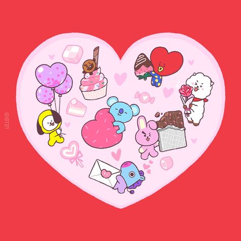 Bt21 Valentine's Day, Line Friends Store, Sticker Line, Chibi Bts, Bts 2022, Merchandise Shop, Friends Characters, Yellow Hoodie, True Identity