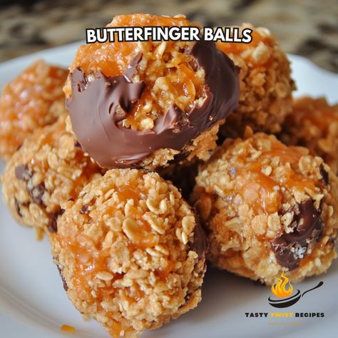 🍫🥜 Indulge in these irresistible Butterfinger Balls for a crunchy, sweet treat that will satisfy any craving! 🤤 Butterfinger Balls Ingredients: - 2 cups crushed Butterfinger candies - 1 cup creamy peanut butter - 3 cups crispy rice cereal - 1/2 cup powdered sugar - 1/2 cup melted chocolate (for dipping) Instructions: 1. In a large bowl, mix crushed Butterfinger, peanut butter, rice cereal, and powdered sugar until well combined. 2. Roll the mixture into small balls and place them on a baki... Melted Chocolate For Dipping, Butterfinger Dip, Melt Chocolate For Dipping, Chocolate For Dipping, Butterfinger Balls, Instagram Recipes, Crispy Rice, Butter Rice, Rice Cereal