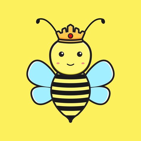 Queen bee mascot cartoon icon vector illustration Honey Bee Cartoon, Bee Mascot, Queen Bee Tattoo, Bee Template, Queen Bees Art, Bee Cartoon, Bee Drawing, Branch Vector, Animal Icon