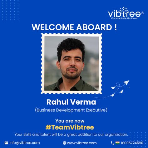 It’s amazing to have such a young, fresh, and talented new member as part of our team. Hope we can together take the company to new heights. Welcome Aboard! #vibtree #communicateoncloud #welcome #TeamVibtree Welcome Aboard New Employee, Modi Birthday, Founders Day, Pm Modi, Welcome Aboard, New Employee, Employee Appreciation, Business Development, Birthday Wishes