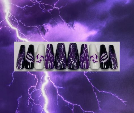 Genshin Nail Design, Scaramouche Nails Design, Genshin Nail Art, Genshin Nails Design, Genshin Impact Nails Design, Genshin Inspired Nails, Genshin Impact Nails, Genshin Nails, Asian Nails