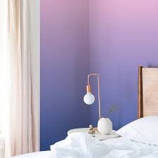 Ombré Wallpaper, Purple Bedroom Wall, Wildflower Mural, Ombre Wallpaper, Purple Living Room, Wall Trends, Wall Color Combination, House Wall Design, Ombre Wall