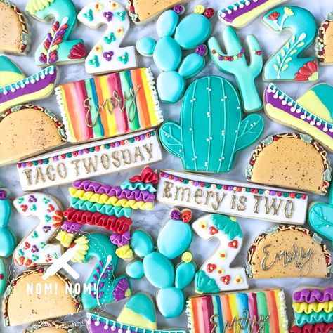 Taco Twosday Cookies, Taco Tuesday, Icing Cookies, How To Make Cookies, Royal Icing Cookies, Royal Icing, 2nd Birthday Parties, Nom Nom, 2nd Birthday