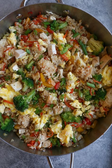 Clean Out The Fridge Fried Rice • Hip Foodie Mom Leftover Vegetables, Leftover Casserole, Sushi Roll Recipes, Leftover Food, Dinner Leftovers, Kimchi Fried Rice, Mashed Potato Recipes, Low Sodium Soy Sauce, Fried Tofu