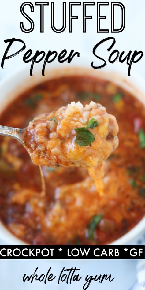 Stuffed Pepper Soup Crockpot, Easy Stuffed Pepper Soup, Soup Recipe Crockpot, Stuffed Pepper Soup Recipe, Pepper Soup Recipe, Crockpot Stuffed Peppers, Keto Stuffed Peppers, Recipe Crockpot, Stuffed Peppers Healthy