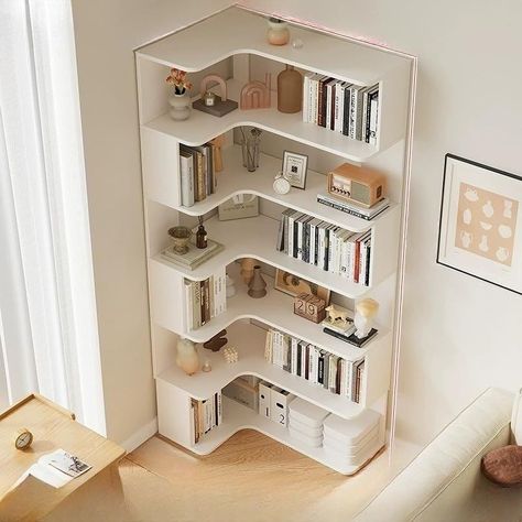 Vertical Bookshelf, Corner Bookshelf, Corner Bookshelves, Modern Bookshelf, Corner Storage, Solid Wood Flooring, Room Storage, Living Room Storage, Design Living Room