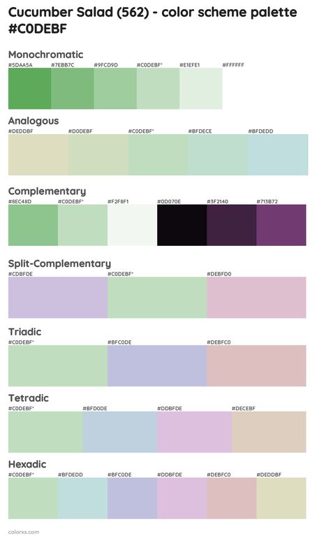 Benjamin Moore Cucumber Salad (562) Paint color palettes and color scheme combinations Draw A Hexagon, Analogous Color Scheme, Split Complementary, Split Complementary Colors, Rgb Color Wheel, Monochromatic Color Palette, Paint Color Palettes, Cucumber Salad, Complementary Colors