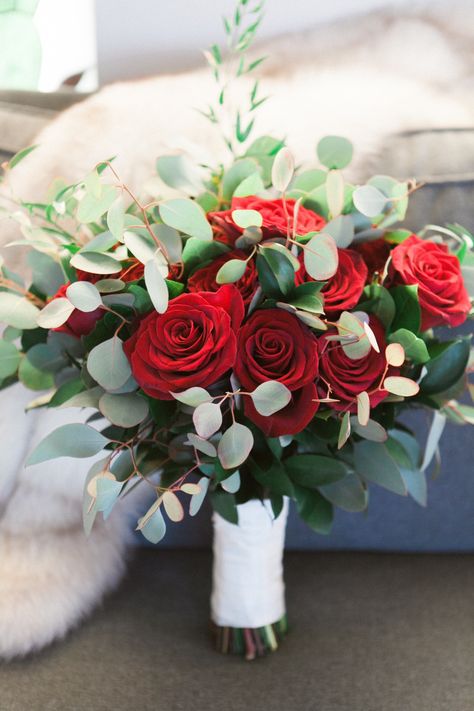 Gorgeous bridal bouquet with red roses and eucalyptus. Contact Marion at Bayview Florist Wedding Studio in Sayville, NY. Maz851@aol.com Bridal Bouquet With Red Roses, Red Rose Bouquet For Prom, Red And Eucalyptus Wedding, Eucalyptus And Red Roses, Red Flower Prom Bouquet, Red Roses Eucalyptus Bouquet, Red Rose And Eucalyptus Bouquet, Wedding Bouquets With Red Roses, Red Rose And Greenery Bouquet