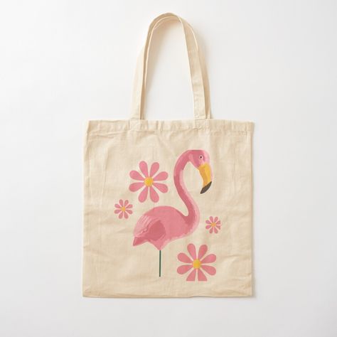 Hand Painted Tote Bags Art, Geiger Art, Totebag Painting, Flamingo Tote Bag, Diy Tote Bag Design, Painted Canvas Bags, Spring Tote Bag, Pink Flamingo Party, Desain Tote Bag