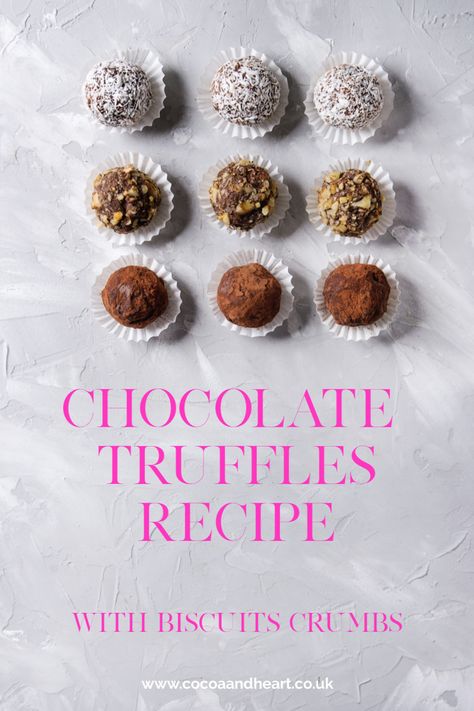 Biscuit Crumbs Recipes, Truffle Ganache Recipe, Recipe With Biscuits, How To Make Truffles, Ganache Recipes, Easy Chocolate Truffles, Chocolate Truffles Recipe, Crumb Recipe, Food Rations