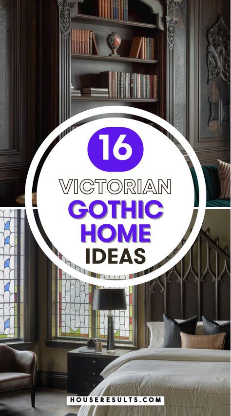 Embrace the enchanting world of Victorian Gothic decor with 14 unique ideas! Create a space that is both elegant and mysterious, featuring dark hues and intricate details. 🕯️🌑 Perfect for any gothic enthusiast, these tips will transform your home into a captivating retreat. Save this pin for later inspiration! Gothic Panelling, Gothic Decor Ideas, Neo Gothic Interior Design, Gothic Balcony, Southern Gothic Decor, Gothic Victorian Aesthetic, Gothic Revival Interior, Victorian Goth Decor, Gothic Furniture Diy