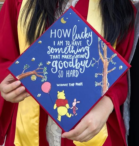 Psychology Graduation Cap Ideas Funny, Winnie The Pooh Graduation Party, Grad Cap Ideas Winnie The Pooh, Graduation Cap Designs Winnie The Pooh, Lorax Graduation Cap, Winnie The Pooh Graduation Cap, Pooh Graduation, Psychology Graduation Cap, Disney Grad Caps