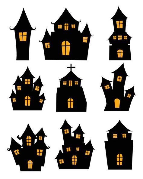 Halloween black castle isolated on white background. Haunted house cartoon silhouette. Haunted House Cartoon, Buffet Halloween, Haunted House Drawing, Décoration Table Halloween, Haunted House Craft, Halloween Classroom Decorations, Moldes Halloween, Cartoon Silhouette, Table Halloween