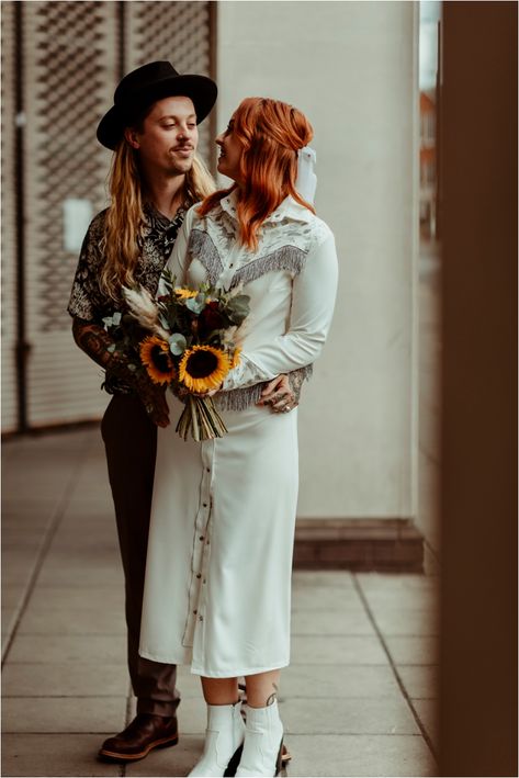 Super styling your registry office wedding. Dolly Parton themed wedding dress. Dolly Parton Wedding, Legal Wedding, Alternative Couple, Registry Office Wedding, Elopement Styling, White Ankle Boots, Micro Weddings, Las Vegas Weddings, Micro Wedding