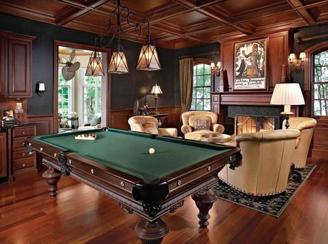 Billard Room Ideas, Pool Room Ideas, Billards Room, Snooker Room, Pool Table Room, Bedroom Inspirations Minimalist, Man Cave Room, Game Room Basement, Recreational Room