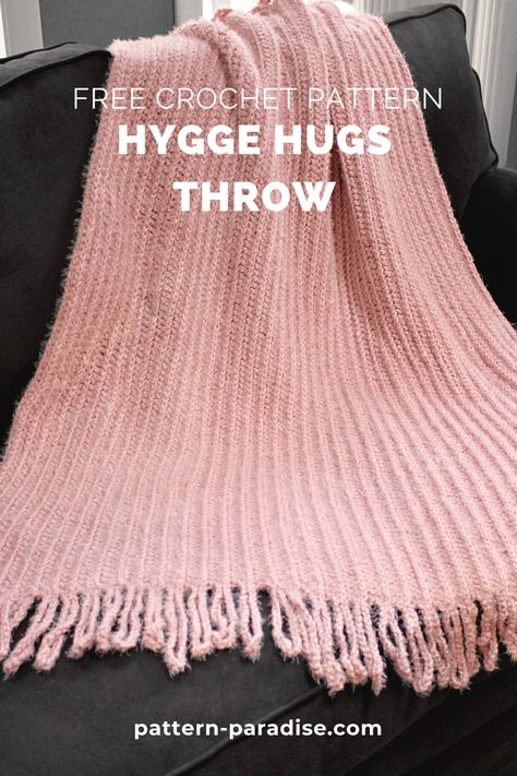 Free Crochet Pattern: Hygge Hugs Throw - Pattern Paradise Hygge Yarn Crochet Patterns Free, Hygge Crochet Blanket, Hygge Crochet Patterns, Crochet Afghan Free Patterns, Hygge Yarn Crochet Patterns, Beginner Crochet Blanket Patterns, Crochet Blanket Stitch Tutorial, Hygge Crochet, Hygge Yarn