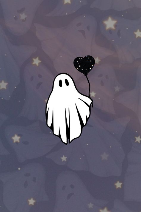 Cute Ghost Sticker with Heart Balloon ... ✨ #halloween #spooky #cute #ghost Ghost Pfp Aesthetic, Ghost With Butterfly Tattoo, Halloween Heart Wallpaper, Ghost Holding Heart Balloon Tattoo, Cute Ghost Pfp, Cute Ghost Couple Drawing, Cute Ghost Aesthetic, Kawaii Ghost Wallpaper, Valentines Ghost Wallpaper