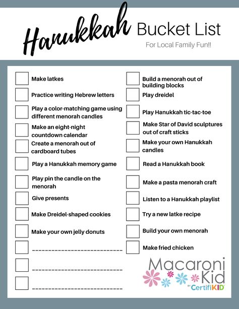 Celebrate the 8 Nights of Hanukkah With This Hanukkah Bucket List | Macaroni KID Merrimack Valley Candle Play, Hanukkah Blessings, Hanukkah Traditions, Happy Hannukah, Hebrew Writing, Hanukkah For Kids, Menorah Candles, How To Celebrate Hanukkah, Hanukkah Candles