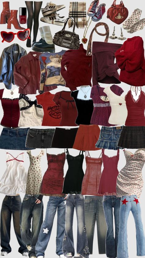 #darkred #cherryred #cherrygirl #feminine #fashion #coquette #femmefatale #rockstargf #lanadelrey #viviennewestwood #vintage #outfit #heart #darkcoquette #americana #outfitinspo #closetinspo Cherry Girl, Fashion Coquette, Downtown Outfits, Feminine Fashion, Outfit Inspo Casual, Vintage Outfit, Kleidung Diy, Neue Outfits, 2000s Fashion Outfits