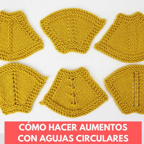 'Aumentos en punto a dos agujas o con agujas circulares Cable Knitting Patterns, Mode Crochet, Crochet Hat Free, Cable Knitting, Crochet Hats Free Pattern, Knitting Tutorial, Knitting Techniques, Knitting Stitches, Knitting For Beginners