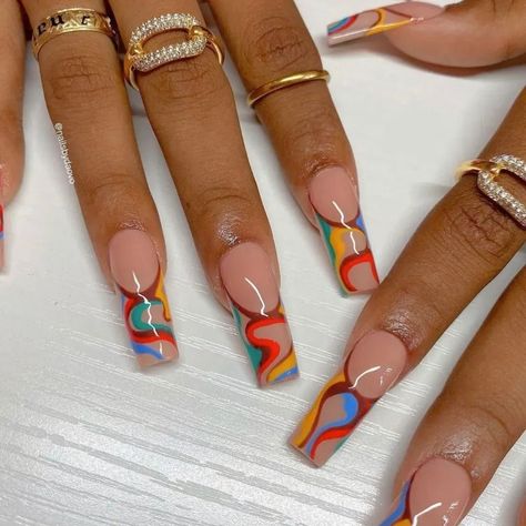 Drip Nails, Edgy Nails, Dope Nail Designs, Classy Acrylic Nails, Long Square Acrylic Nails, Bling Acrylic Nails, Square Acrylic Nails, Girls Nails, Fire Nails