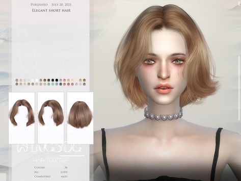 Short Purple Hair, Elegant Short Hair, Ts4 Hair, The Sims 4 Cabelos, Alpha Cc, Short Hair Highlights, Cc Hair, Cc Mods, Sims Packs