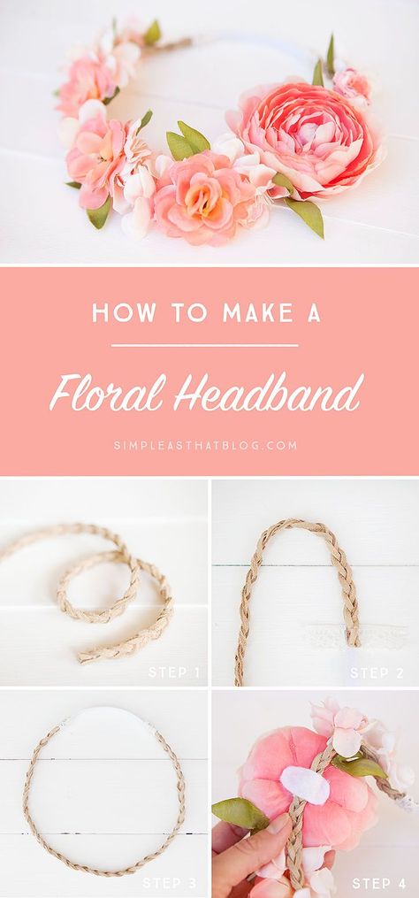 Create a simple and beautiful floral headband for Spring with this easy to follow tutorial. Diy Flower Crown, Simple Headbands, Fleurs Diy, Floral Headband, Trendy Flowers, Diy Headband, Baby Diy, Life Hack, Floral Headbands