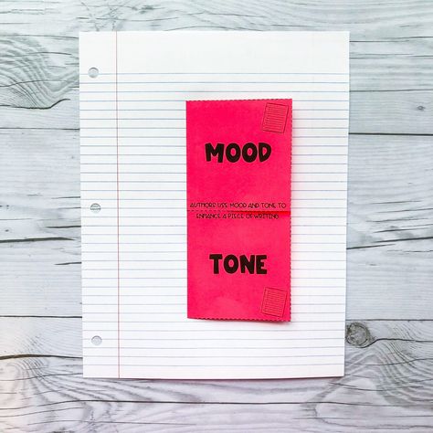 Teaching Mood and Tone in Writing - The Meaningful Teacher Tone Anchor Chart Middle School, Tone And Mood Anchor Chart, Teaching Mood And Tone Middle School, Tone In Writing, Interactive Notes, 5th Grade Ela, Mood And Tone, Engaging Lessons, Upper Elementary