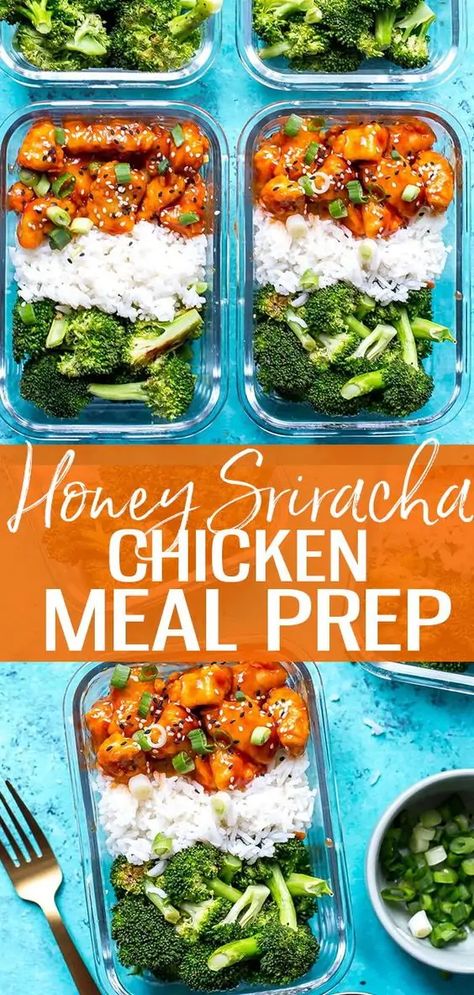 Chicken Meal Prep Bowls, Honey Sriracha Chicken, Clean Meal Prep, Sriracha Chicken, Prep Bowls, Meal Prep Clean Eating, Healthy Lunch Meal Prep, Dinner Meal Prep, Lunch Bowl