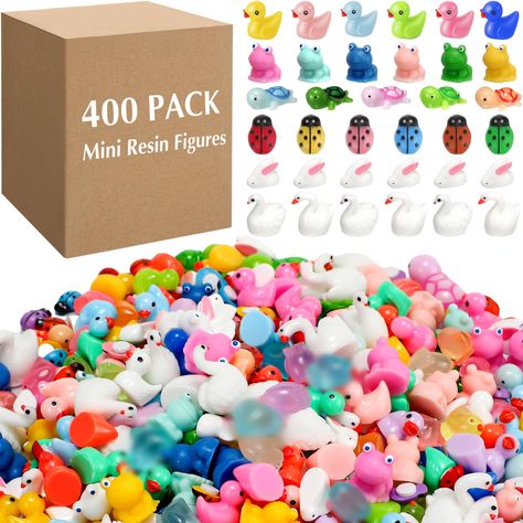 PRICES MAY VARY. Sufficient Quantity and Rich Styles: you will receive a total of 400 tiny resin figures, including small resin duck, chicken, mini frog, bunny, turtle, swan, etc., sufficient quantity and rich style to meet your various decoration, DIY craft, prank hiding, gift needs; Manual counting, the quantity is large, there may be a slight error in the quantity, it may be less or more, the quantity will not differ too much Strong and Durable Material: each miniature decoration comes from q Mini Stuff, Valentine's Day Party, Christmas Party Favors, Diy Activities, Miniature Animals, Dollhouse Decor, Mini Things, Stocking Stuffer Gifts, Resin Charms