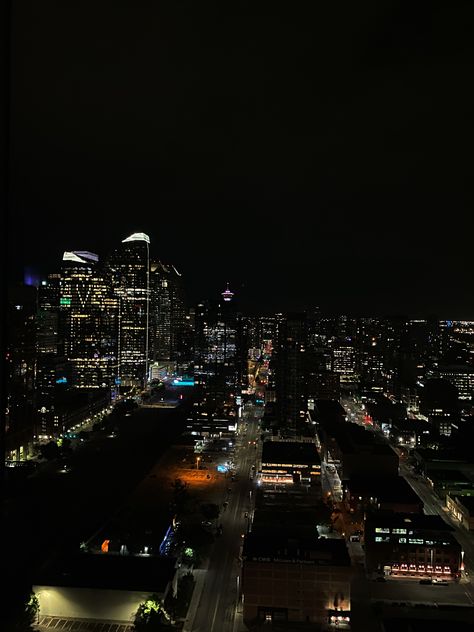 Calgary Aesthetic, Cities At Night Aesthetic, Calgary Aesthetic Night, Late City Night Aesthetic, Calgary Downtown Night, City Overview Night, Night Town City Lights, Night Aesthetic, City Life