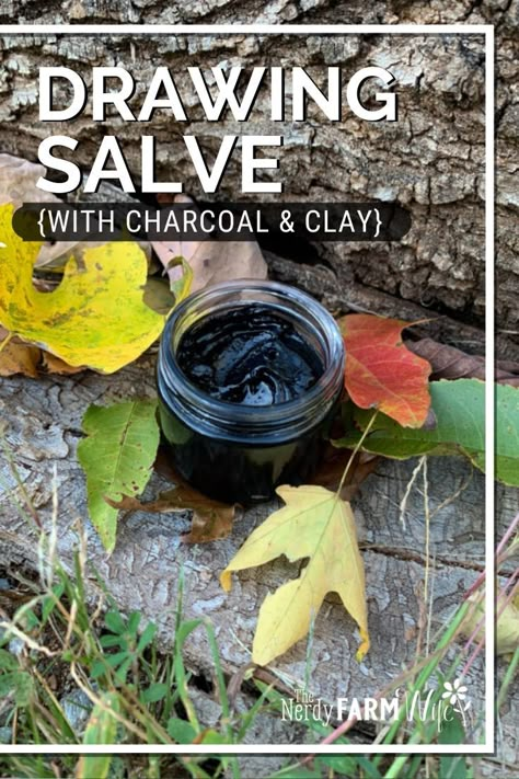 This drawing salve recipe is made with activated charcoal, clay, and castor oil. It's helpful for pulling out splinters & boils, and soothing insect bites. Drawing Salve Recipe, Black Drawing Salve, Homemade Salve, Drawing Salve, Salve Recipes, Diy Herb Garden, Herbal Salves, Herb Gardening, Herbal Recipes