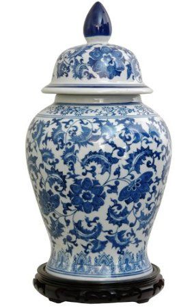 Amazon.com: Oriental Furniture Authentic Asian Style Urn, 18-Inch Chinese Blue and White Porcelain Temple/Spice Jar, Floral Design: Home & Kitchen Living Colors, Temple Jar, White Pot, Blue And White Vase, Asian Home Decor, White Vase, Decor Pillows, Porcelain Blue, Ceramic Jars