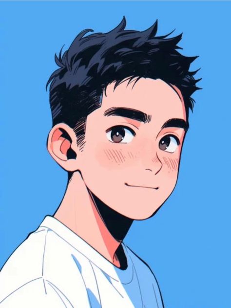 Teen Boy Character Design, Character Design Teen, Blue Hair Anime Boy, 얼굴 드로잉, Anime Fanfiction, Boy Illustration, Portrait Cartoon, Blue Anime, Animated Drawings