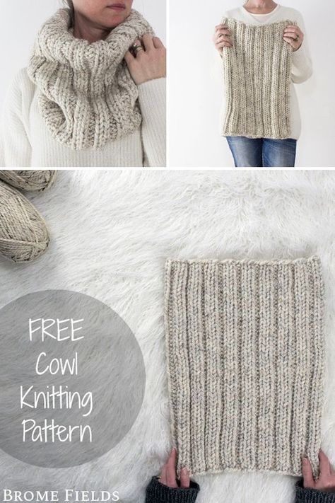 Knit Cowl Pattern Free, Modern Knitting Patterns, Knitted Cowl, Beginner Knitting Pattern, Cowl Knitting, Cowl Knitting Pattern, Learn How To Knit, Scarf Knitting Patterns, Cowl Scarf