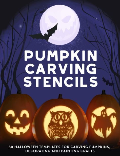 Pumpkin Carving Stencils: 50 Halloween Templates for Carving Pumpkins, Decorating and Painting Crafts Pumpkins Decorating, Cute Pumpkin Faces, Pumpkin Carving Stencils Free, Pumpkin Carving Tools, Pumpkin Carving Stencils, Carving Stencils, Scary Pumpkin Carving, Carving Pumpkins, Pumpkin Template