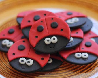 Items similar to 24-Piece 3D Ladybug Fondant Toppers Perfect for ... Ladybug Fondant, Easy Fondant, Ladybug Cupcakes, Snowman Cupcakes, Pull Apart Cupcakes, Hello Kitty Cupcakes, Princess Cupcakes, Fondant Cupcake Toppers, Edible Creations