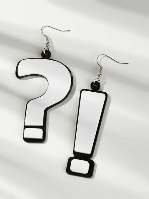 Shrinky Dink Earrings, Weird Jewelry, Quirky Earrings, Polymer Clay Jewelry Diy, Funky Earrings, Clay Jewelry Diy, Funky Jewelry, Question Mark, Bijoux Diy