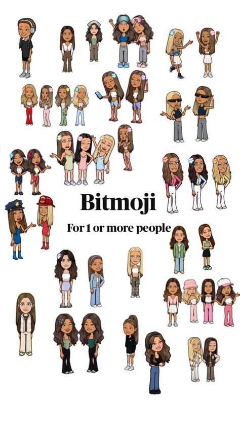 Bitmoji outfits for 1 or more people Cute Bitmoji Outfits, Pretty Bitmoji Ideas, Bitmoji App, Snapchat Outfits, Halloween Bites, Bitmoji Fits, Snapchat Best Friends, Cute Snapchat Bitmoji Ideas, Snapchat Avatar