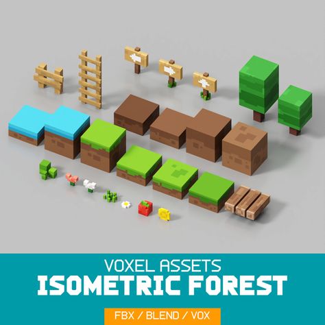 Isometric Forest Assets - William Santacruz's Ko-fi Shop - Ko-fi ❤️ Where creators get support from fans through donations, memberships, shop sales and more! The original 'Buy Me a Coffee' Page. Isometric Illustration Design, 3d Game Assets, Isometric Game, Cube World, Voxel Art, Ui Game, Poly Art, Isometric Art, 3d Games