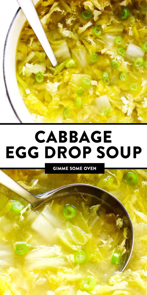 Side Soup, Healthy Main Course, Cabbage Egg, Ginger Broth, Egg Drop Soup Recipe, Soup Chinese, Egg Drop Soup, Sesame Ginger, Vegetarian Cabbage