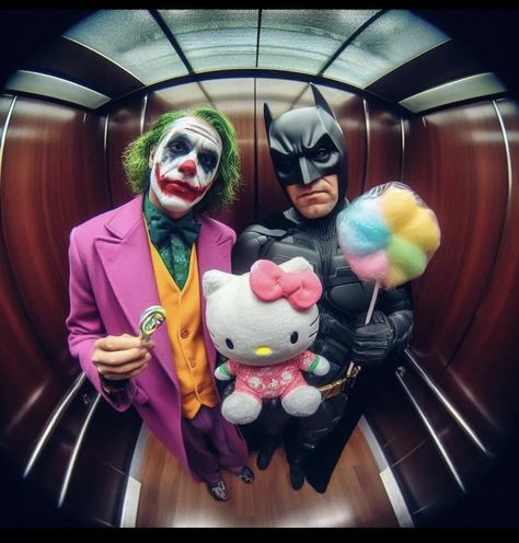 Batman And Hello Kitty, Joker Pfp, Batman Joker, The Joker, Hello Kitty, Batman, Kitty, Mirror, Art